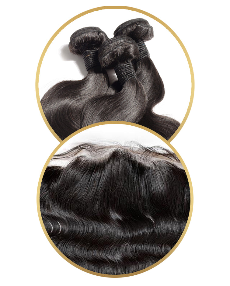 3 BUNDLE DEAL W/ 13X4 FRONTAL (PRE-PLUCKED)