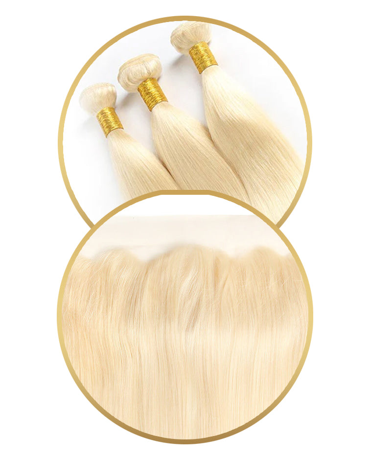 613 PLATINUM BLONDE 3 BUNDLE DEAL W/ 13X4 FRONTAL