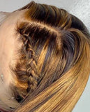 13X4 LACE FRONT WIG: STRAIGHT HONEY BLONDE/BROWN HIGHLIGHT OMBRE
