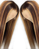 13X4 LACE FRONT WIG: STRAIGHT HONEY BLONDE/BROWN HIGHLIGHT OMBRE